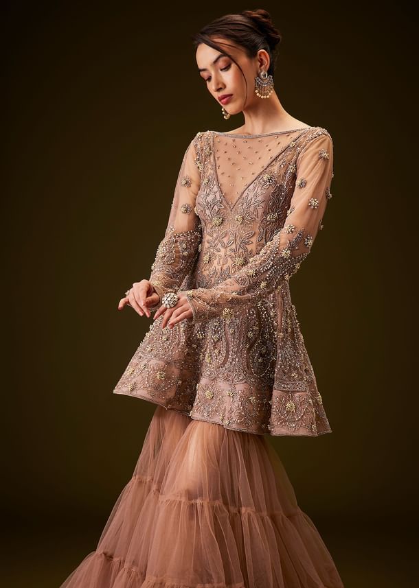 Brown Hand Embroidered Sharara Set Brown Hand Embroidered Sharara Set