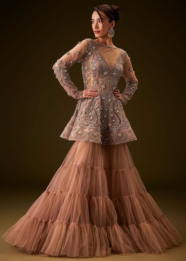 Brown Hand Embroidered Sharara Set Brown Hand Embroidered Sharara Set