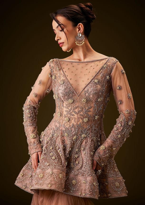 Brown Hand Embroidered Sharara Set Brown Hand Embroidered Sharara Set