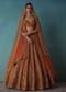 Brown Raw Silk Bridal Lehenga Set With Hand Embroidery