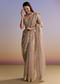 Brown Tissue Embroidered Saree With Resham And Sequin Work