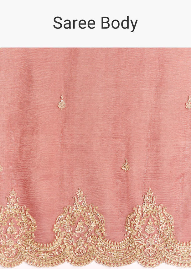 Brownish Mauve Crush Tissue Saree With Heavy Border And Blouse