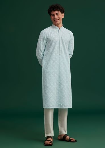 Blue Georgette Embroidered Kurta Set
