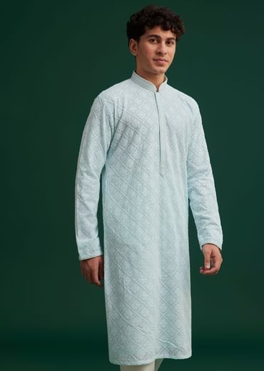 Blue Georgette Embroidered Kurta Set