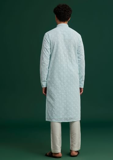 Blue Georgette Embroidered Kurta Set