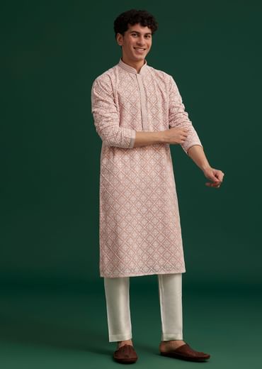 Onion Pink Georgette Embroidered Kurta Set