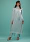 Powder Blue Bemberg Silk Kurti Suit With Dupatta And Silk Pants