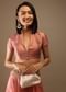 Canyon Clay Half Sleeves Blouse With A Collar Neckline Front Hook Closure