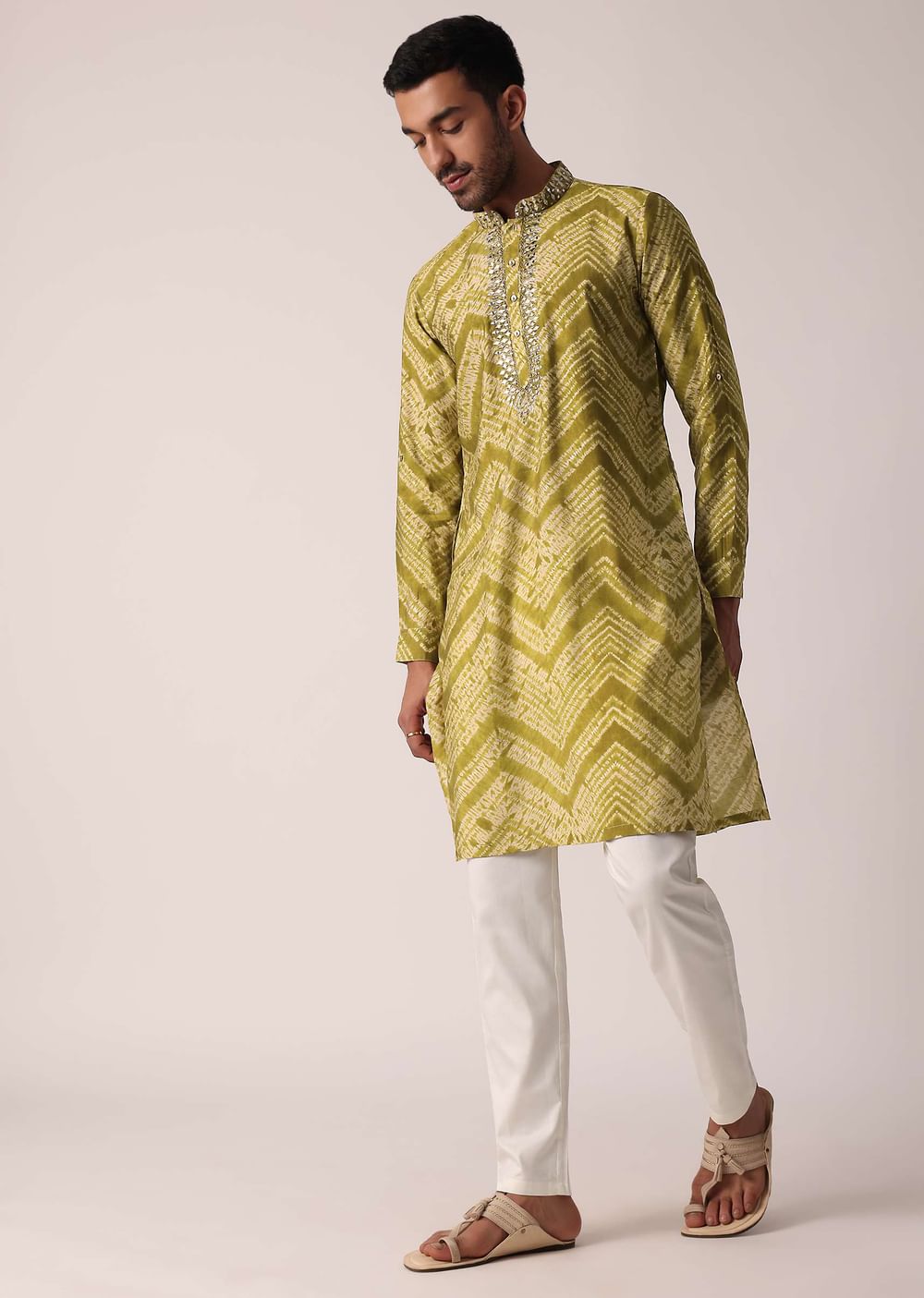Captivating Green Cotton Kurta For Men