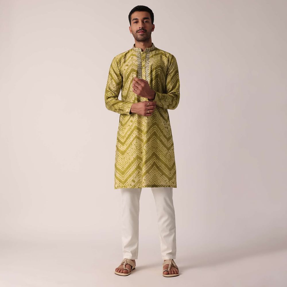 Captivating Green Cotton Kurta For Men