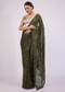 Capulet Olive Green Saree In Sequins With Embroidery