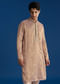 Champagne Tissue Resham Embroidered Kurta Set With Sequins