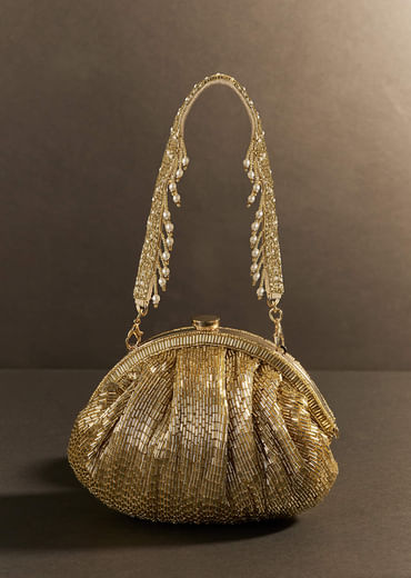Champagne Gold Potli With Sequin Work