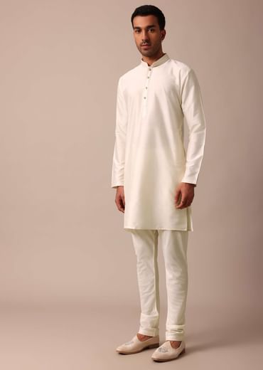 Classic Beige Banarasi Silk Sherwani Set