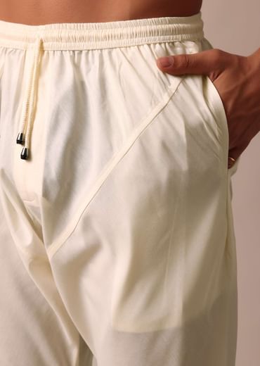 Classic Beige Banarasi Silk Sherwani Set