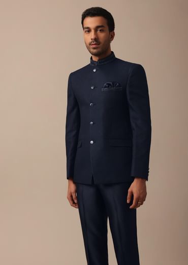 Classic Blue Bandhgala Jodhpuri Suit