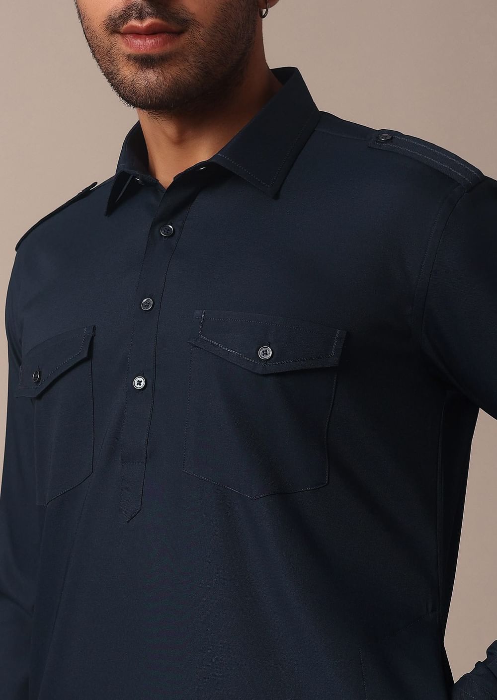 Classic Blue Pathani Kurta Set For Eid