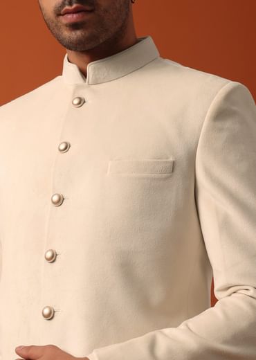 Classic White Men’s Jodhpuri Set For Wedding Elegance