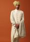 Classic White Neckline Embroidered Sherwani With Pashmina Dupatta