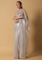 Cloud Grey Foil Saree In Tissue With Cut Dana Embroidered Borders