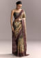 Coffee Brown Cotton Hand Painted Saree With Contrast Border