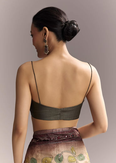 Coffee Brown Cotton Hand Painted Saree With Contrast Border