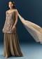 Coffee Brown Imported Georgette Sharara Suit With Heavy Embroidery