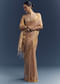 Copper Tissue Organza Woven Saree With Golden Zari Work