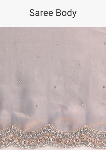 Copper Blue Embroidered Saree And Unstitched Blouse