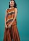 Rust Orange Top And Palazzo In Cotton Silk With Handwork On The Neckline