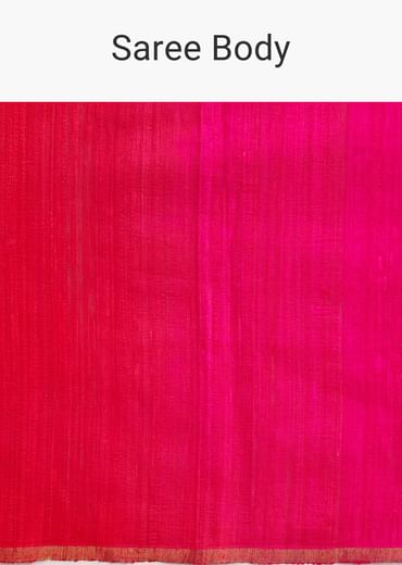 Corel Red Kora Silk Handloom Saree With Woven Traditional Motif