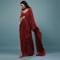 Blood Red Ready-Pleated Embroidered Saree