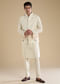 Cream Silk Jacket Kurta Set with Resham Work