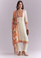 Cream Silk Kurta Set With Ikat Style Print