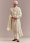 Cream Silk Sherwani For Groom With Floral And Geometric Embroidery