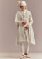 Cream Silk Sherwani For Groom With Mughal Inspired Motifs