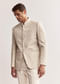 Cream Textured Linen Jodhpuri Set For Men