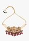 Cream And Black Minakari Necklace With Kundan And Rani Pink Bead Fringes