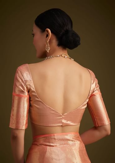 Cream Kanjivaram Silk Saree With Contrast Border And Pallu