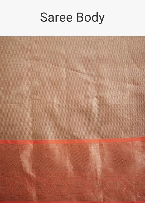 Cream Kanjivaram Silk Saree With Contrast Border And Pallu