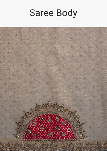 Cream Tissue Organza Saree With Intricate Hand Embroidery