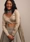 Cream White Full Sleeves Blouse in Satin With Roundish V Neckline