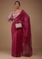 Valentine Red Chiffon Saree With Swarovski Stone Embellishments And Satin Border