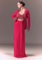 Hot Pink Hand Embellished Blouse With Jacket And Draped Skirt