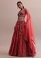 Crimson Red Zardosi Embroidered Choli Lehenga Set With A Net Dupatta