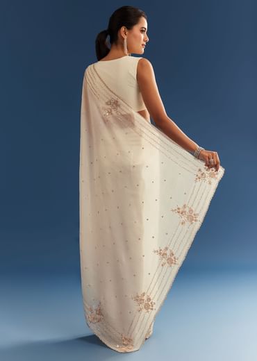 Crushed Tissue Saree With Cutdana And Sequins Embroidery