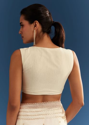 Crushed Tissue Saree With Cutdana And Sequins Embroidery