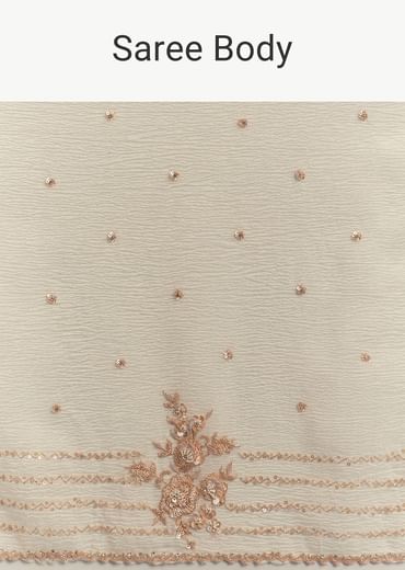 Crushed Tissue Saree With Cutdana And Sequins Embroidery
