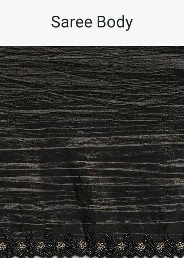 Crushed Tissue Silk Saree With Cutdana Scallop Border