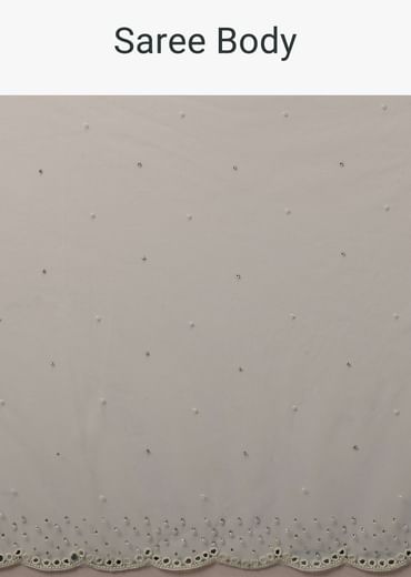 Daisy White Net Fabricated Saree With Mirror Work